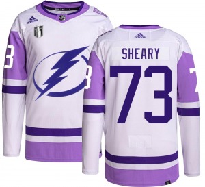 Youth Authentic Tampa Bay Lightning Conor Sheary Hockey Fights Cancer 2022 Stanley Cup Final Official Adidas Jersey