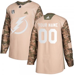 Youth Authentic Tampa Bay Lightning Custom Camo Custom Veterans Day Practice 2022 Stanley Cup Final Official Adidas Jersey