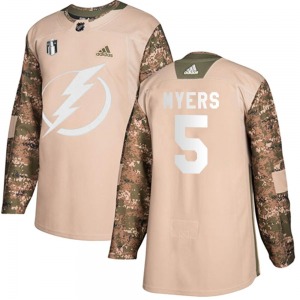 Youth Authentic Tampa Bay Lightning Philippe Myers Camo Veterans Day Practice 2022 Stanley Cup Final Official Adidas Jersey