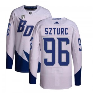 Youth Authentic Tampa Bay Lightning Gabriel Szturc White 2022 Stadium Series Primegreen 2022 Stanley Cup Final Official Adidas J