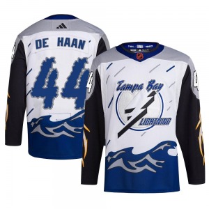 Youth Authentic Tampa Bay Lightning Calvin de Haan White Reverse Retro 2.0 Official Adidas Jersey