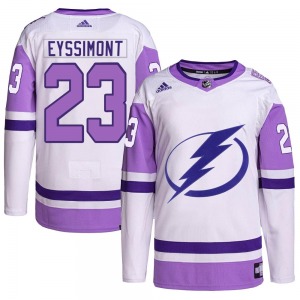 Adult Authentic Tampa Bay Lightning Michael Eyssimont White/Purple Hockey Fights Cancer Primegreen 2022 Stanley Cup Final Offici