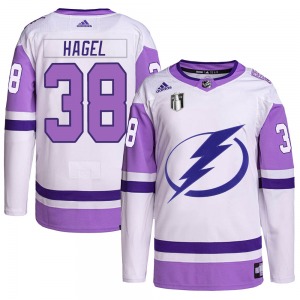 Adult Authentic Tampa Bay Lightning Brandon Hagel White/Purple Hockey Fights Cancer Primegreen 2022 Stanley Cup Final Official A