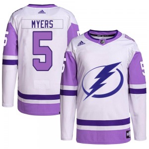 Adult Authentic Tampa Bay Lightning Philippe Myers White/Purple Hockey Fights Cancer Primegreen 2022 Stanley Cup Final Official 