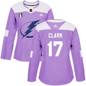 Women's Authentic Tampa Bay Lightning Wendel Clark Purple Fights Cancer Practice 2022 Stanley Cup Final Official Adidas Jersey