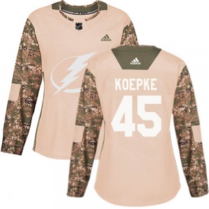 Women's Authentic Tampa Bay Lightning Cole Koepke Camo Veterans Day Practice Official Adidas Jersey