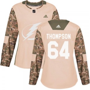 Women's Authentic Tampa Bay Lightning Jack Thompson Camo Veterans Day Practice Official Adidas Jersey