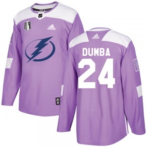 Adult Authentic Tampa Bay Lightning Matt Dumba Purple Fights Cancer Practice 2022 Stanley Cup Final Official Adidas Jersey