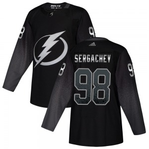Adult Authentic Tampa Bay Lightning Mikhail Sergachev Black Alternate Official Adidas Jersey