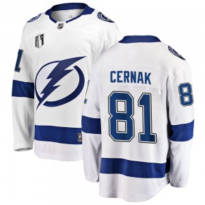 Adult Breakaway Tampa Bay Lightning Erik Cernak White Away 2022 Stanley Cup Final Official Fanatics Branded Jersey