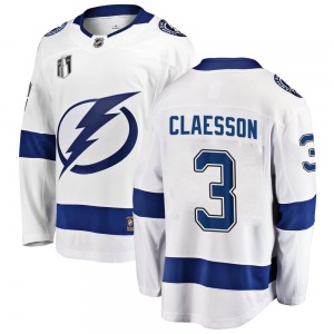 Adult Breakaway Tampa Bay Lightning Fredrik Claesson White Away 2022 Stanley Cup Final Official Fanatics Branded Jersey
