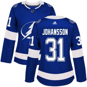 Women's Authentic Tampa Bay Lightning Jonas Johansson Blue Home Official Adidas Jersey