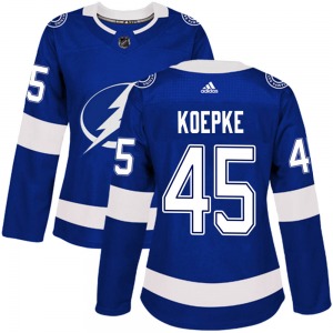 Women's Authentic Tampa Bay Lightning Cole Koepke Blue Home Official Adidas Jersey