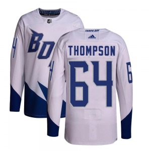 Youth Authentic Tampa Bay Lightning Jack Thompson White 2022 Stadium Series Primegreen Official Adidas Jersey