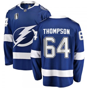 Adult Breakaway Tampa Bay Lightning Jack Thompson Blue Home 2022 Stanley Cup Final Official Fanatics Branded Jersey