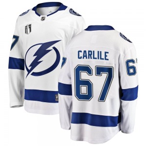 Youth Breakaway Tampa Bay Lightning Declan Carlile White Away 2022 Stanley Cup Final Official Fanatics Branded Jersey