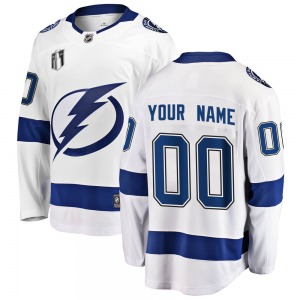 Youth Breakaway Tampa Bay Lightning Custom White Custom Away 2022 Stanley Cup Final Official Fanatics Branded Jersey