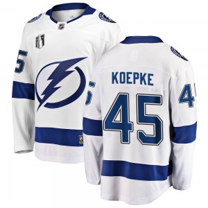 Youth Breakaway Tampa Bay Lightning Cole Koepke White Away 2022 Stanley Cup Final Official Fanatics Branded Jersey