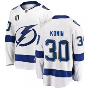 Youth Breakaway Tampa Bay Lightning Kyle Konin White Away 2022 Stanley Cup Final Official Fanatics Branded Jersey