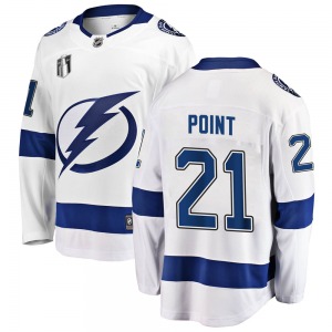 Youth Breakaway Tampa Bay Lightning Brayden Point White Away 2022 Stanley Cup Final Official Fanatics Branded Jersey
