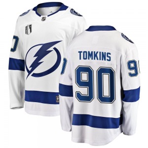 Youth Breakaway Tampa Bay Lightning Matt Tomkins White Away 2022 Stanley Cup Final Official Fanatics Branded Jersey